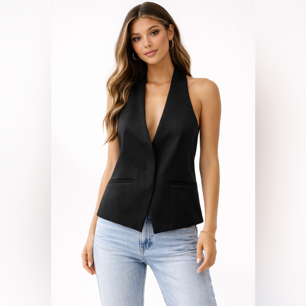 Zara Sleek Black Sleeveless Top